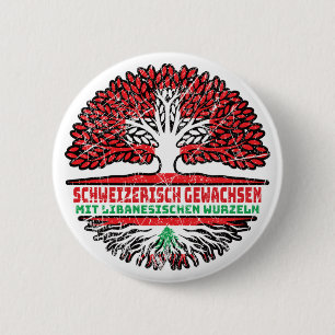 Badge Rond 5 Cm Libanon Libanesisch Schweizer Schweiz Baum Wurzel