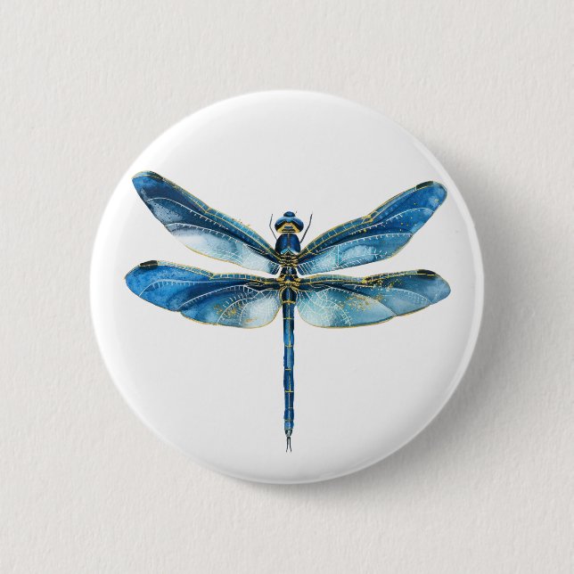 Badge Rond 5 Cm libellule bleue (Devant)