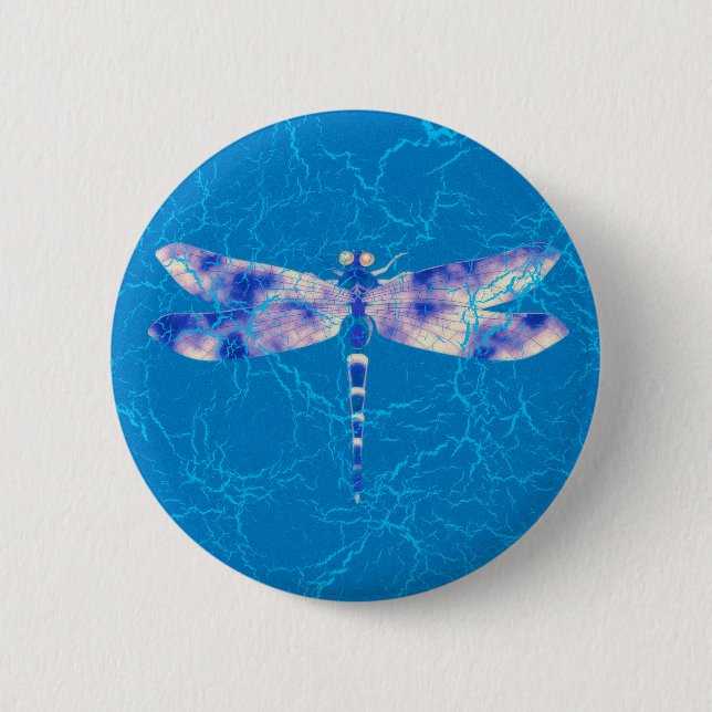Badge Rond 5 Cm Libellule bleue (Devant)