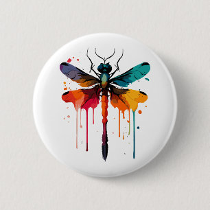 Badge Rond 5 Cm libellule colorée