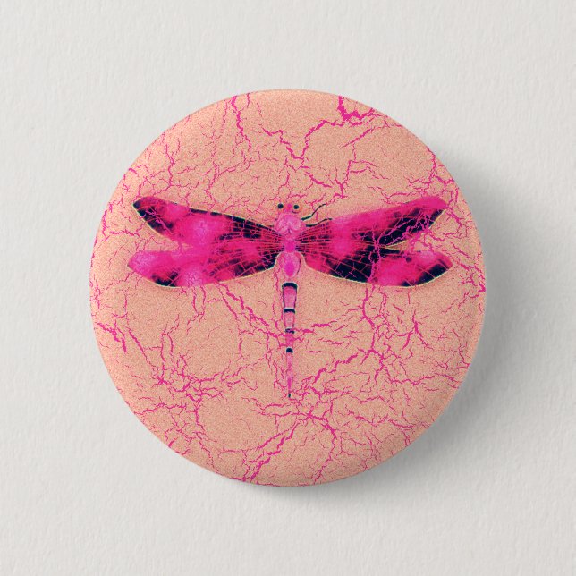 Badge Rond 5 Cm Libellule de conscience de cancer du sein (Devant)