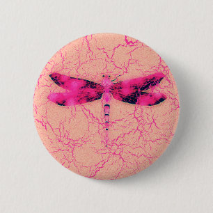 Badge Rond 5 Cm Libellule de conscience de cancer du sein