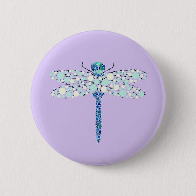 Badge Rond 5 Cm Libellule en Points (Devant)