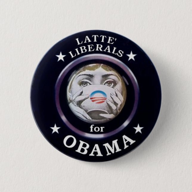 Badge Rond 5 Cm Libéral de Latte pour le Pin d'Obama (Devant)