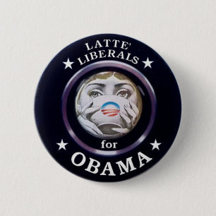 Badge Rond 5 Cm Libéral de Latte pour le Pin d'Obama