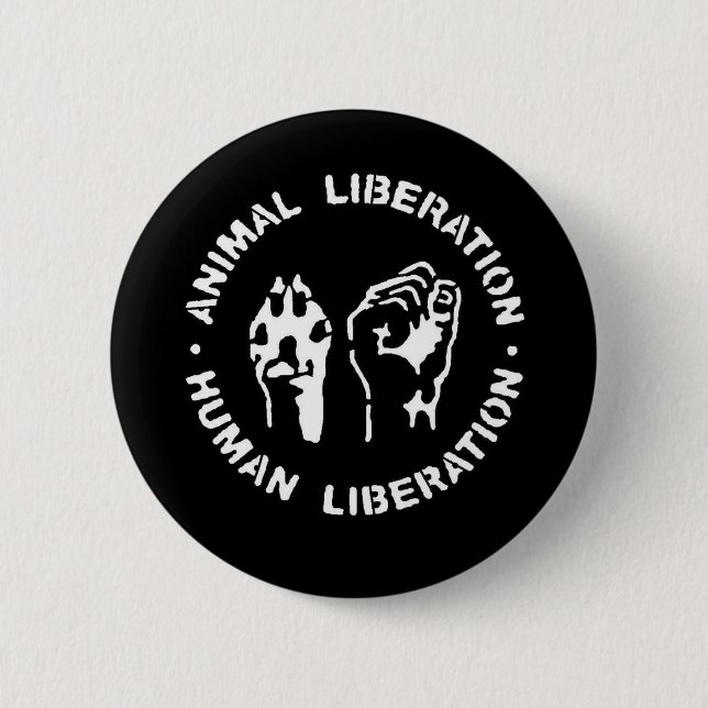 Badge Rond 5 Cm Libération animale d'humain de libération (Devant)