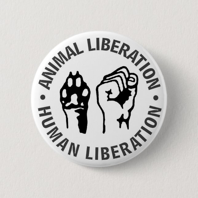 Badge Rond 5 Cm Libération animale et humaine (Devant)