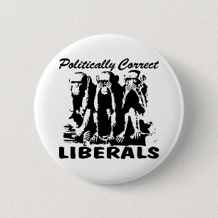 Badge Rond 5 Cm Libéraux politiquement corrects 3 singes
