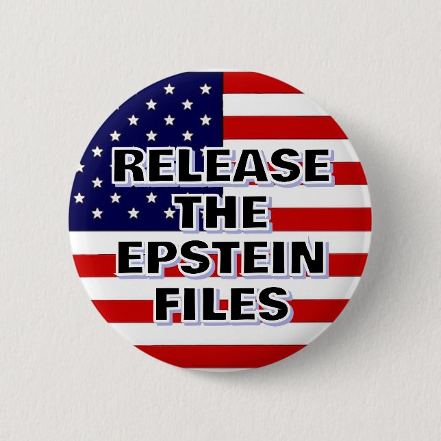 Badge Rond 5 Cm LIBÉREZ LES DOSSIERS EPSTEIN (Drapeau Américain) (Devant)