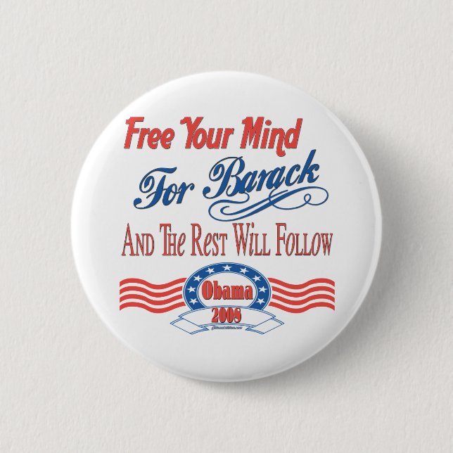 Badge Rond 5 Cm Libérez votre esprit pour Barack (Devant)