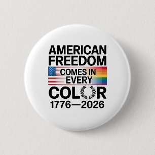 Badge Rond 5 Cm Liberté américaine de toutes les couleurs LGBTQ