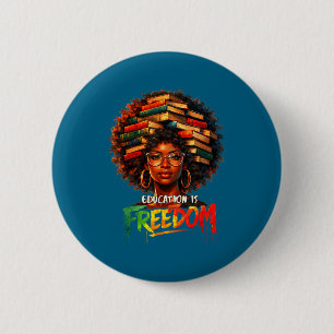 Badge Rond 5 Cm Liberté d'Éducation Professeur Noir Livres Concept
