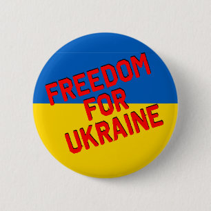 Badge Rond 5 Cm LIBERTÉ POUR L'UKRAINE avec drapeau