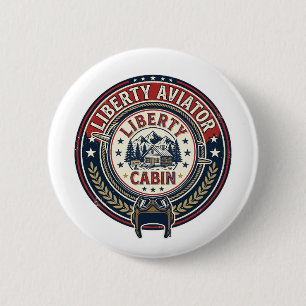 Badge Rond 5 Cm Liberty Aviator Patriotique Aviation Patriotique V