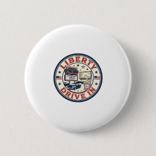 Badge Rond 5 Cm Liberty Drive In Patriotique Patriotique Drive In