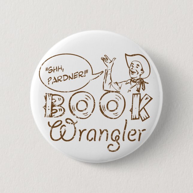 Badge Rond 5 Cm Librairie amusante de Book Cowboy (Devant)