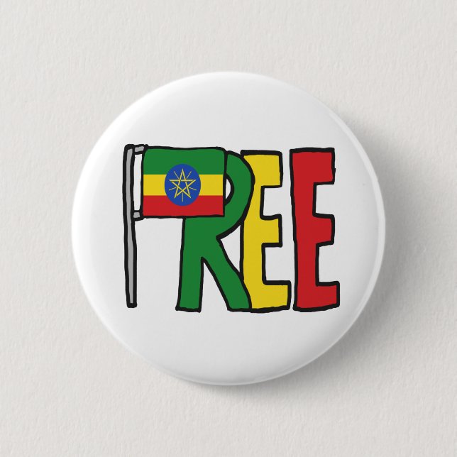 Badge Rond 5 Cm Libre Éthiopie (Devant)