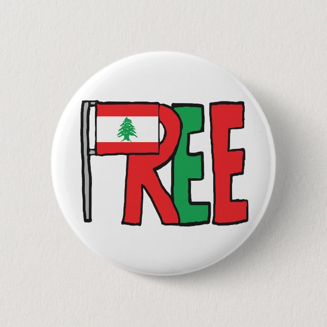Badge Rond 5 Cm Libre Liban (Devant)