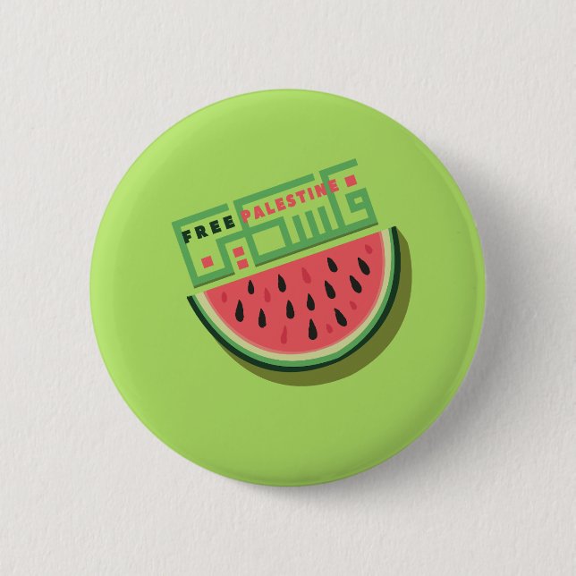BADGE ROND 5 CM LIBRE PASTÈQUE PALESTINE (Devant)