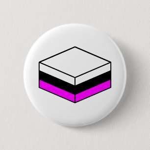 Badge Rond 5 Cm Licorice All Sort - Blanc, Noir et Magenta