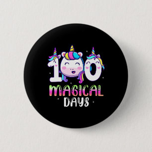 Badge Rond 5 Cm Licorne 100 Jours Magiques Filles Enfants 100ème J