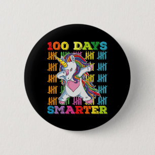 Badge Rond 5 Cm Licorne 100 Jours Plus Intelligente 100ème Jour D'
