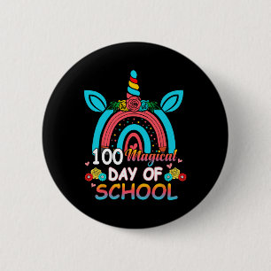 Badge Rond 5 Cm Licorne arc-en-ciel 100 jours plus intelligente 10