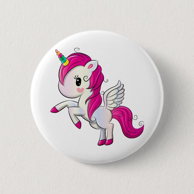 Badge Rond 5 Cm licorne arc-en-ciel mignonne (Devant)