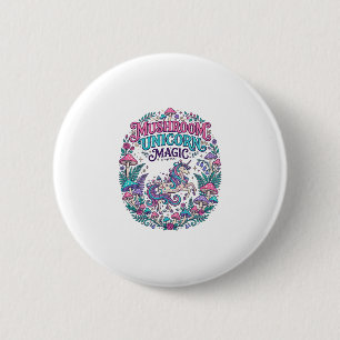 Badge Rond 5 Cm Licorne Champignon Licorne Magie Coloré POD Artwor