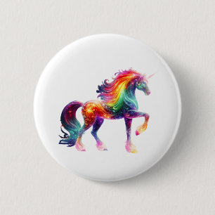 Badge Rond 5 Cm Licorne Colorée Magnifique