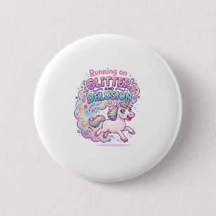 Badge Rond 5 Cm Licorne courant sur Brillant et Illusion Charmer M