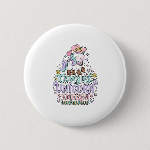 Badge Rond 5 Cm Licorne Cowgirl Licorne Énergie Mignon Produit Pas