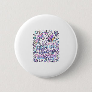 Badge Rond 5 Cm Licorne Cristal Guérison Cadeau Licorne Idée Vecto