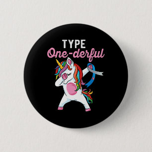 Badge Rond 5 Cm Licorne de dabbing Onederful de type 1 de diabète 