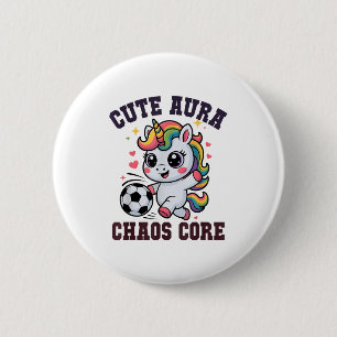 Badge Rond 5 Cm Licorne de football drôle Mignonne Aura Chaos Core