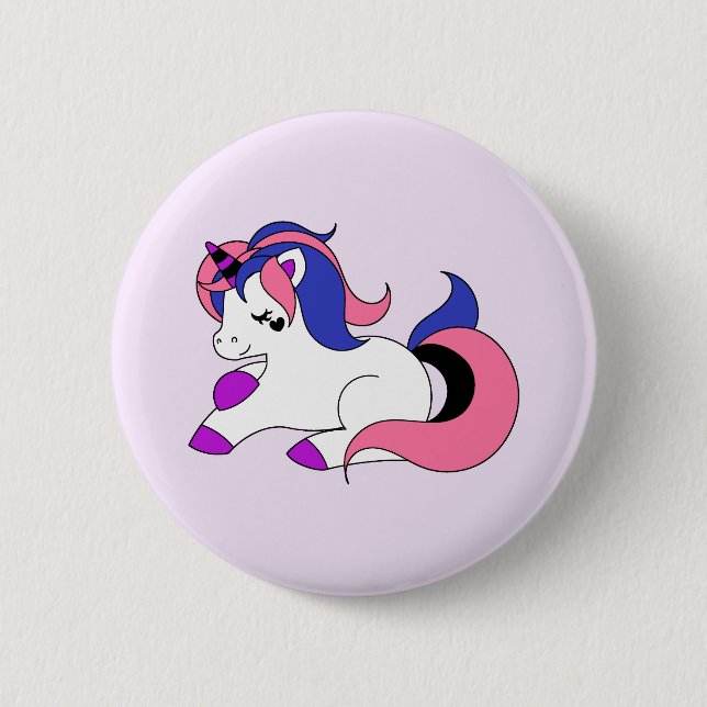 Badge Rond 5 Cm Licorne de Genderfluid (Devant)