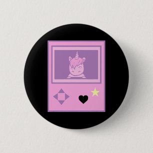 Badge Rond 5 Cm Licorne de jeu kawaii pastel de style manga fille