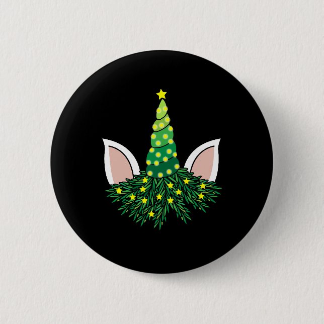 Badge Rond 5 Cm licorne de l'arbre de noël (Devant)