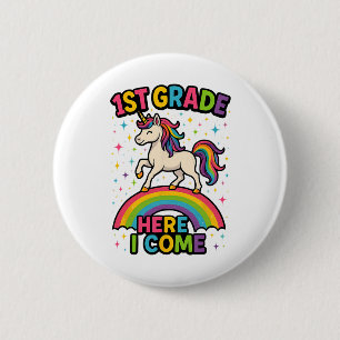 Badge Rond 5 Cm Licorne de rentrée en 1re année, drôle