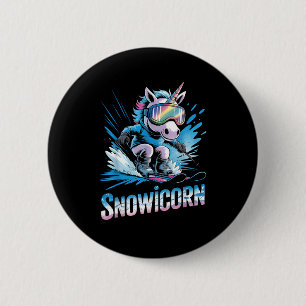 Badge Rond 5 Cm licorne de ski sport d'hiver skieur drôle de ski