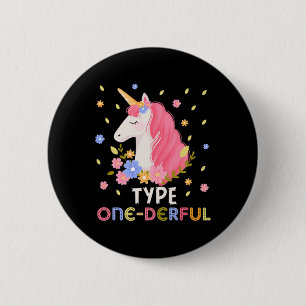 Badge Rond 5 Cm Licorne de type un-diable Fun Diabétique de type 1