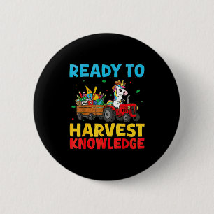 Badge Rond 5 Cm Licorne d'élevage de tracteur agricole pour enfant