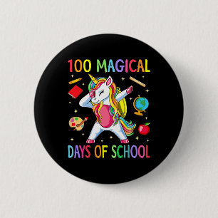 Badge Rond 5 Cm Licorne du 100ème jour d'école 100 jours magiques
