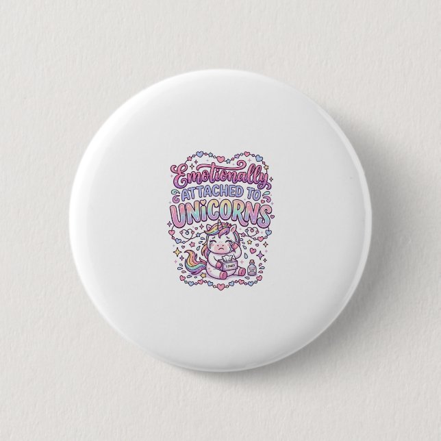 Badge Rond 5 Cm Licorne émotionnellement attachée aux originaux de (Devant)