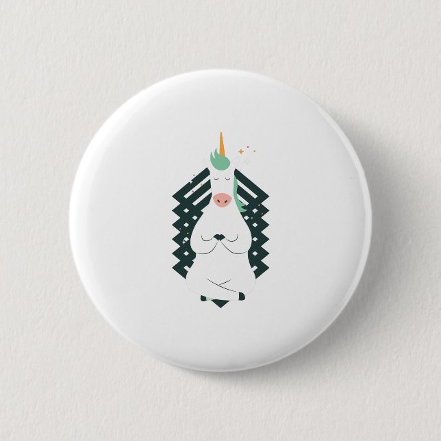 Badge Rond 5 Cm Licorne en posture de yoga (Devant)