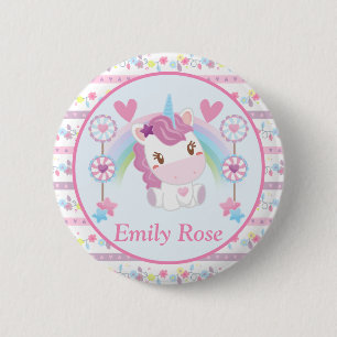 Badge Rond 5 Cm Licorne et arc-en-ciel aquarelle mignons