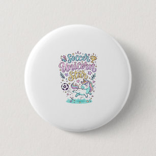 Badge Rond 5 Cm Licorne Football Licorne Étoile Mignon