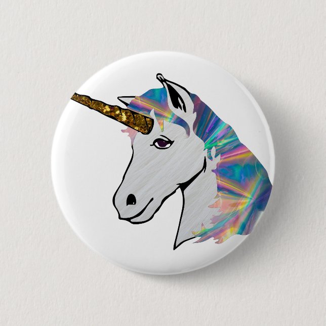 Badge Rond 5 Cm licorne holographique (Devant)