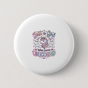 Badge Rond 5 Cm Licorne Juste une fille qui aime les licornes fond
