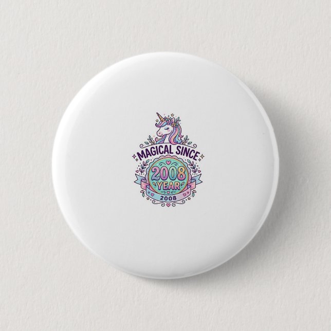 Badge Rond 5 Cm Licorne Magique Depuis Année Conception Graphique  (Devant)